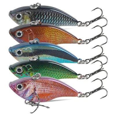 Image of Lipless Crankbait Fishing Lures 5pcs VIB with 3D Eyes, Sinking Crank Baits Swimbaits Minnow for Bass Trout Catfish Pike Walleye
