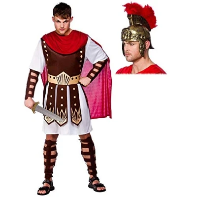 Image of A2ZFD Mens Roman Centurion Costume + Helmet Gladiator Fancy Dress (Large (Chest 44&quot;), Helmet)