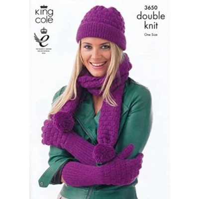 Image of King Cole Ladies Hats, Gloves &amp; Scarves Merino Knitting Pattern 3650 DK