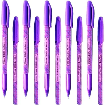 Image of 10 x PaperMate Inkjoy 100ST Ballpoint Pens 1.0mm Medium Point Nib Quick Drying, Smudge Free Ink Purple Loose in Plain Packaging