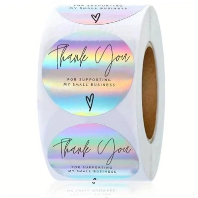 Image of Thank You Stickers 500pcs for Supporting My Small Business Supplies Adhesive Holographic Rainbow Party Bags by Giftinghouse.