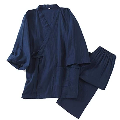 Image of un brand Men&#039;s Japanese Kimono Cotton Hanfu Ancient Pajamas Suit Plus Size Zen Clothing Taoist (Size XL, M)