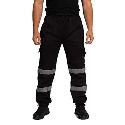 Image of LABEL APPAREL Hi Vis Viz Jogging Bottoms Joggers Workwear Trousers (4XL, Black)