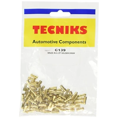 Image of 8x TECNIKS Pack of 100 Brass Bullet Solder/Crimp C139