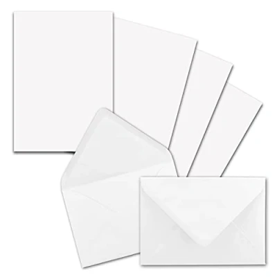 Image of 25x stationery sets DIN A5 with C6 envelopes, wet glue bright white (white) matt writing paper envelopes