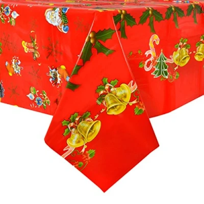 Image of Mr Crimbo Red Christmas Wipe Clean PVC Vinyl Tablecloth Table Cover Protector 140x240cm
