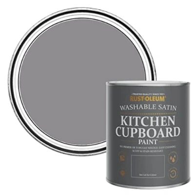 Image of Rust Oleum Purple Scrubbable Kitchen Cupboard Paint in Satin Finish Iris 750ml
