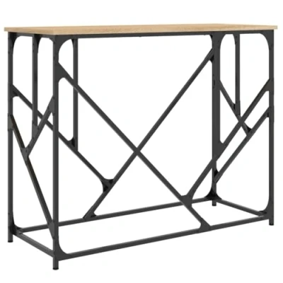 Image of vidaXL Console Table in Sonoma Oak Sturdy Engineered Wood with Metal Frame and Adjustable Feet, for Living Room Hallway
