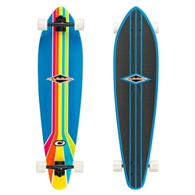 Image of Osprey Pintail Longboard, 40inch Complete Skateboard 8 ply Canadian Maple, for Kids Adults and Beginners, Retro, Multiple Colours