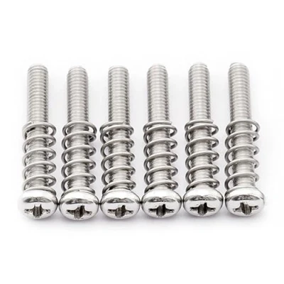 Image of Musiclily Pro Metric M3x20mm Stainless Steel Saddle Intonation Screws and Springs Set for Import Tele Style Electric Guitar Bridge, Original Color (Set of 6)