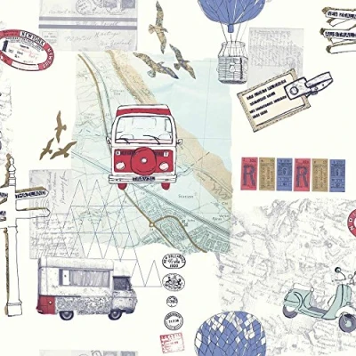 Image of Arthouse 889700 Backpacker Wallpaper, Red/Blue