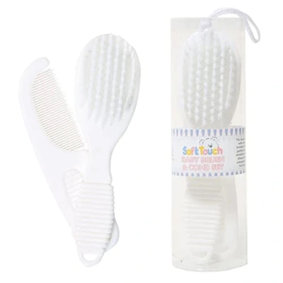 Image of Soft Touch Baby Brush and Comb Set (white)