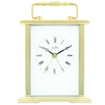Image of Acctim Gainsborough Mantel Clock Quartz Polished Metal Carriage Energy Efficient Movement Gold 36518