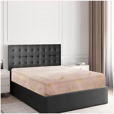 Image of GC GAVENO CAVAILIA Fleece Double Fitted Sheet, Easy Care Bed Sheets, Warm Fluffy Bedding Set, Pink
