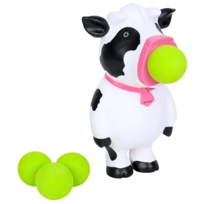 Image of Zing Popper Toy Launches Foam Balls Up to 20 Feet Fun Indoor and Outdoor Game for Kids Includes 4 (Moo)