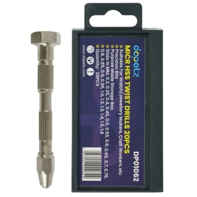 Image of Dapetz ® Precision Pin Vise Hobby Drill with 20Pcs Twist Hand Bits Set, 0.3 1.6mm Shank Delicate Manual Work, Electronic and Model Making, Drilling Holes, Wood Working