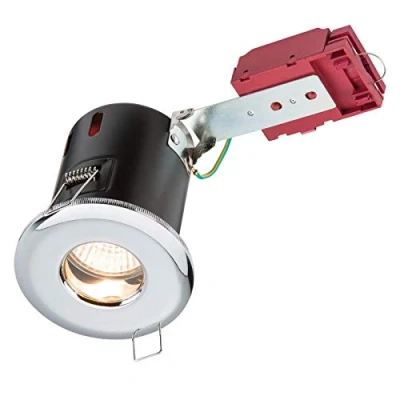 Image of KnightsBridge IP65 GU10 50W 230V LED IC Fire Rated Fixed Shower Downlight Polished Chrome