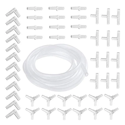 Image of Aquarium Airline Connectors, Air Line Tube Hose Connector, Pump Accessories Kit including 48 in 1 Y T L I Tubing Value Connector + 4 x 6mm 5M Fish Tank Pond Pipe