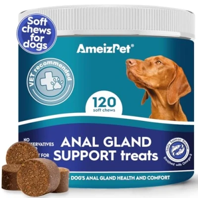 Image of AmeizPet Anal Gland Treatment For Dogs, Functional Digestive Fiber Treats Dogs Glands Healthy Dog Chews, 120 Soft