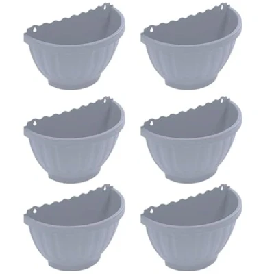 Image of M1SS 6x Etruscan Wall Basket Soft Grey Flower Pot Hanging Planter Garden Plant Container Indoor or Outdoor Home Decoration