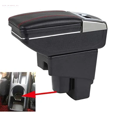 Image of AutoSunshine Leather Car Center Console Armrest Box Armrests Storage Compatible With Hatchback Honda Fit/Jazz 2002 2003 2004 2005 2006 2007,Not fit Sedan model