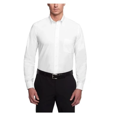 Image of Van Heusen Men&#039;s Dress Shirt Regular Fit Oxford Solid, White, 16.5&quot; 17&quot; Neck 34&quot; 35&quot; Sleeve