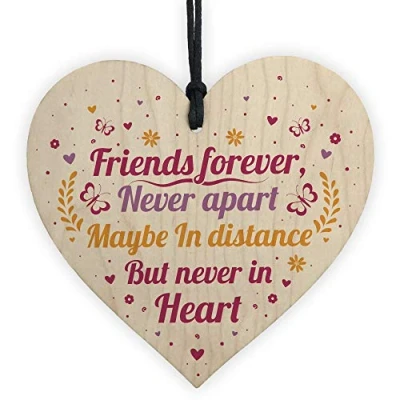 Image of RED OCEAN Friends Forever Handmade Wooden Hanging Heart Shabby Chic Sign Friendship Thank You