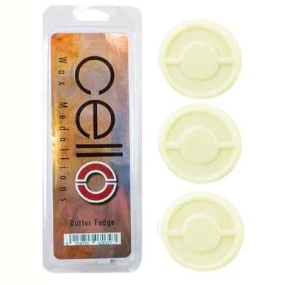 Image of Cello Wax Medallions in Butter Fudge Fragrance, Mini Melts Perfect for Fragrancing the Home, Pack of 3, Use Electric Melt Burners and Tea Light Burners, Melts.