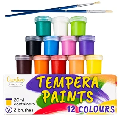 Image of Creative Deco Tempera Paint Set Poster for Kids 20 ml x 12 Pots Children Toddlers Washable Paints Basic Vibrant Pigmented Art Colours Safe &amp; Non Toxic Extra Coverage Matte Finish