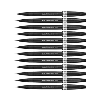 Image of Pentel SESF30C NX Extra Fine Brush Tip, 12 Pieces Grey