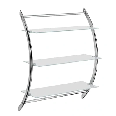 Image of WENKO Exclusive Wall Rack Vermont 3 Shelves, Steel, 57 x 71 22 cm, Chrome