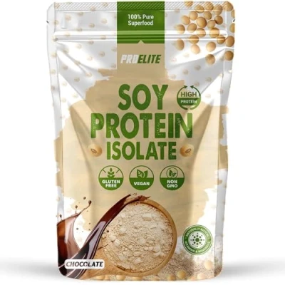 Image of Soy Protein Isolate Powder 1kg Vegan 100% Plant Gluten Free, SOYA Shake for Superfood Super Greens Dairy Free Shakes by PROELITE (1KG, Chocolate)