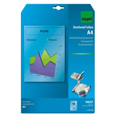 Image of SIGEL IF110 InkJet Transparency Film, clear, coated, auto feed, 100 mic, A4, 10 sheets