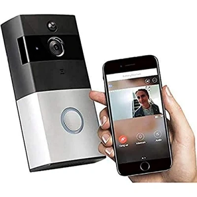 Image of Home&gt;it Video Doorbell, IP33 Waterproof Outdoor Door Bell 720P HD WiFi Surveillance Camera with Battery, Real time Video, Two Way Call and App iOS Android Intercom, 61700