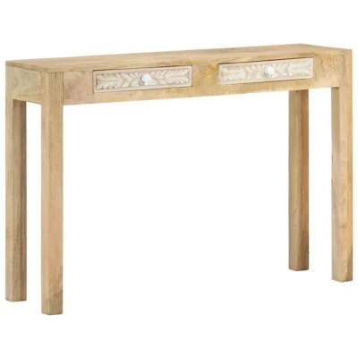 Image of vidaXL Console Table 110x30x75 cm Solid Bleached Wood Mango
