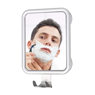 Image of Shower Mirror,Fogless Shaving Mirror with 4 Strong Suction Cup and Razor Hook,Anti fog Shatterproof Square for Bathroom,Shower,Vanity