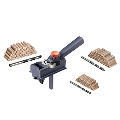 Image of KWB DÜBELPROFI/Dowel JIG, Complete Set with CV Wood Drill BITS and Wooden DOWELS, Universal Drilling AID