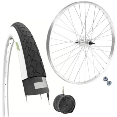 Image of Rear Rim 28 x 1.75 Aluminium Wheel 1 V + White Tyre 700 35C Dutch Road City Bike