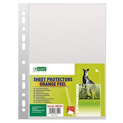 Image of D.RECT Punched Pockets A4 40 Micron Polly Pocket Package of 100 Units Plastic Wallets Clear Perforated Grained Polypropylene Pockets, Quality Pocketsts