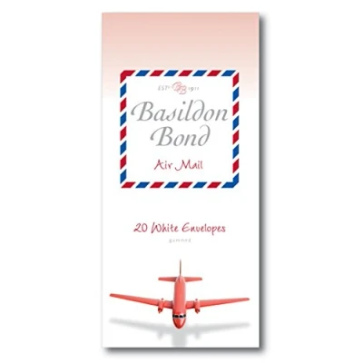 Image of Basildon Bond P4TO 89 x 187 mm Gummed Envelope Airmail White (Pack of 20),100080078