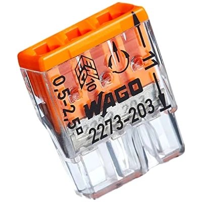 Image of Kopp 33346421 Wago Compact Junction Box 3 Conductor Terminal 0.5 2.5 mm² Pack of 100, Transparent/Orange, 100 Stück