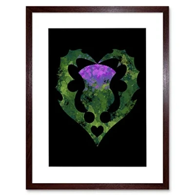 Image of Wee Blue Coo Painting Thistle Scottish Scotland Flower Abstract Framed Wall Art Print