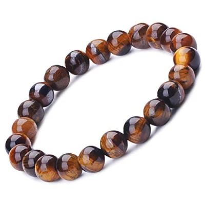 Image of Infinite U Womens Mens Buddha Bracelet 9mm Beads Wrist Mala Energy Stone Stretch Bracelet, Therapy Yoga Meditation, Brown