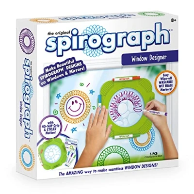 Image of Spirograph Window Designer Creative Drawing Easy To Remove Pens On The Windows For Kids Ages 8+