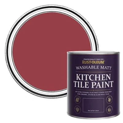 Image of Rust Oleum Red water resistant Kitchen Tile Paint in Matt Finish Soho 750ml, SHDRCT1517, 0.75 Liters