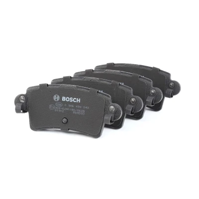 Image of E190R011078862 Brake pad set BOSCH 0 986 494 043 Low Metallic with acoustic wear warning anti squeak plate, mounting manual