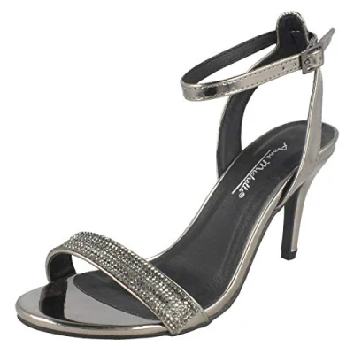 Image of Anne Michelle Ladies High Heel Sandals Pewter Metallic UK Size 8 EU 41 US 10