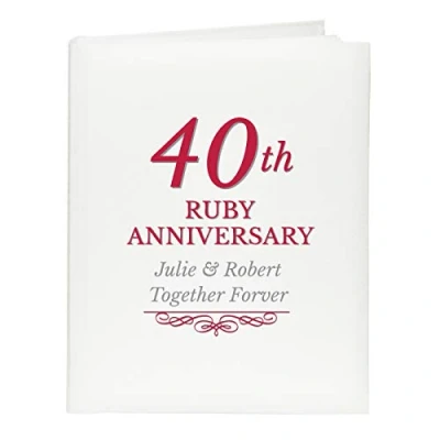 Image of Ruby Wedding Anniversary Traditional Photo Album. 40th Keepsake.