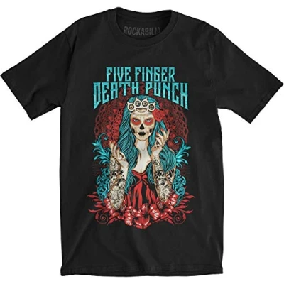 Image of Five Finger Death Punch Men&#039;s Lady Muerta Black T Shirt