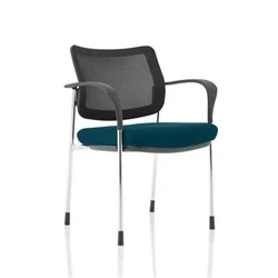 Image of Brunswick Deluxe Mesh Back Chrome Frame Bespoke Seat Teal With Arms